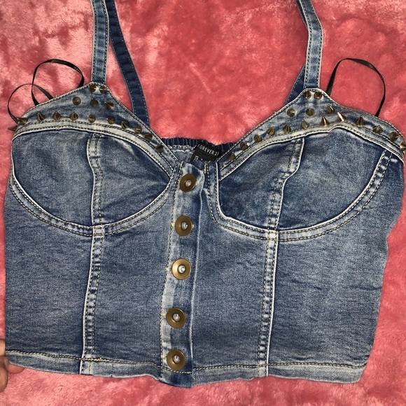 denim bustier top forever 21